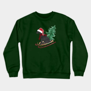 Black Lab Christmas Sled Crewneck Sweatshirt